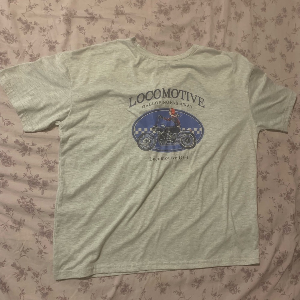 DAZY Motorcycle And Letter Graphic Drop Shoulder Tee